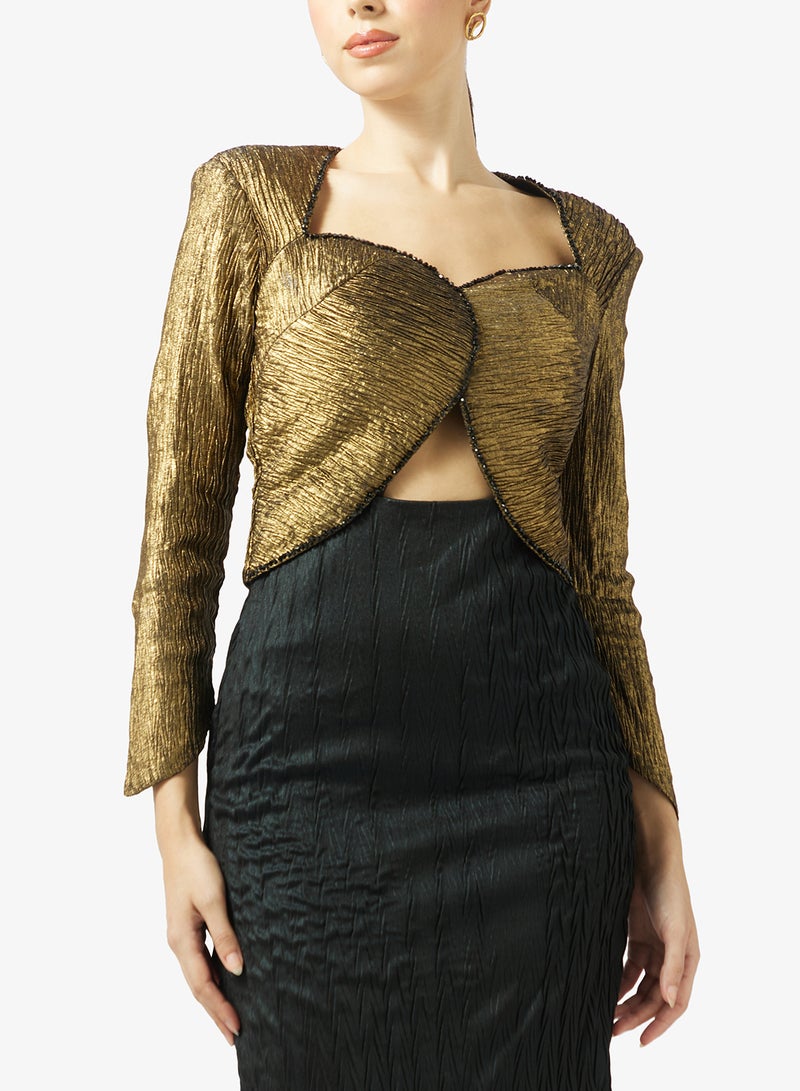 Threadz by Ajooni Metallic Bodice Midi Dress - Image 3